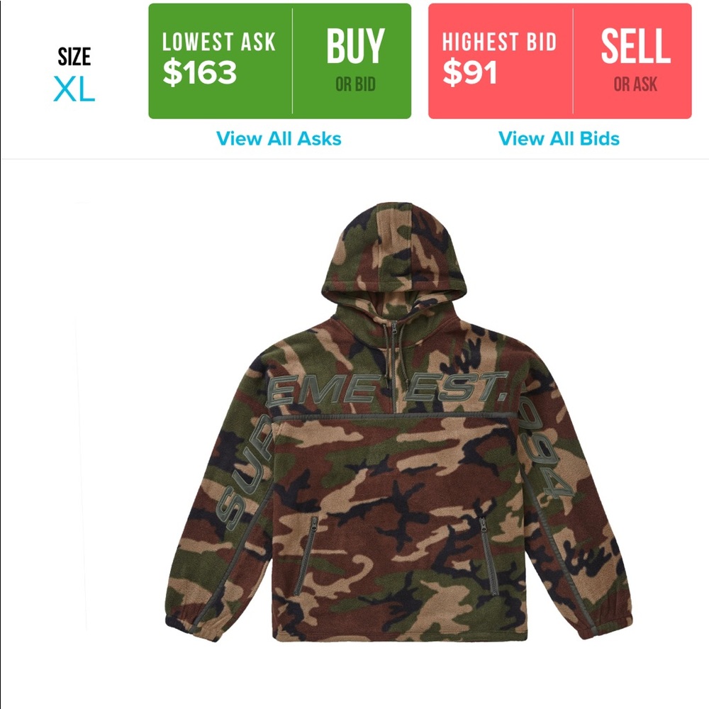 Supreme polartec half zip hooded sweatshirt camo